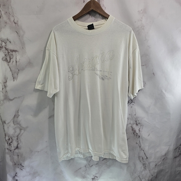 Vintage Other - Vintage T Shirt Mens XL 90s Y2K Arizona White Faded Crewneck Short Sleeve Tee